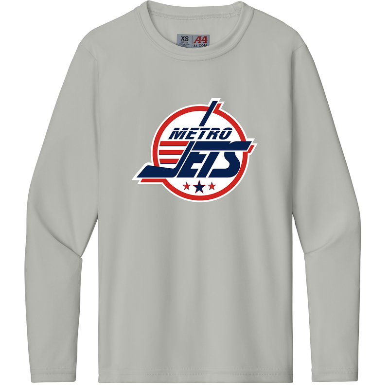 Metro Jets Youth Cooling Performance Long Sleeve Tee